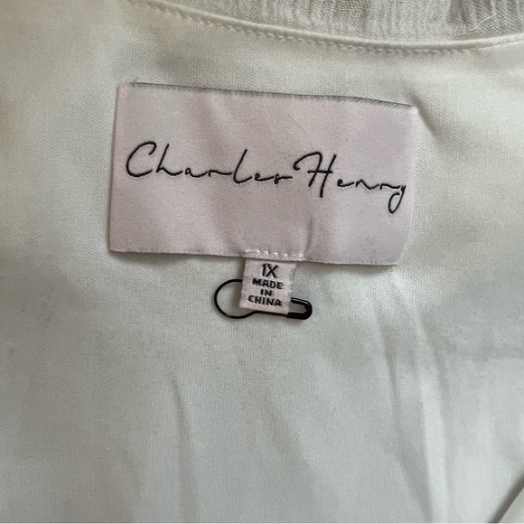 Charles Henry size 1X white ruffle surplus midi dress - Picture 3 of 10